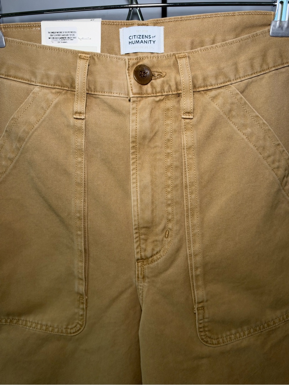 CITIZENS OF HUMANITY Wide-Leg High-Rise Pants in Khaki/Tan AYLA CARGO Size 27 - Picture 2 of 10